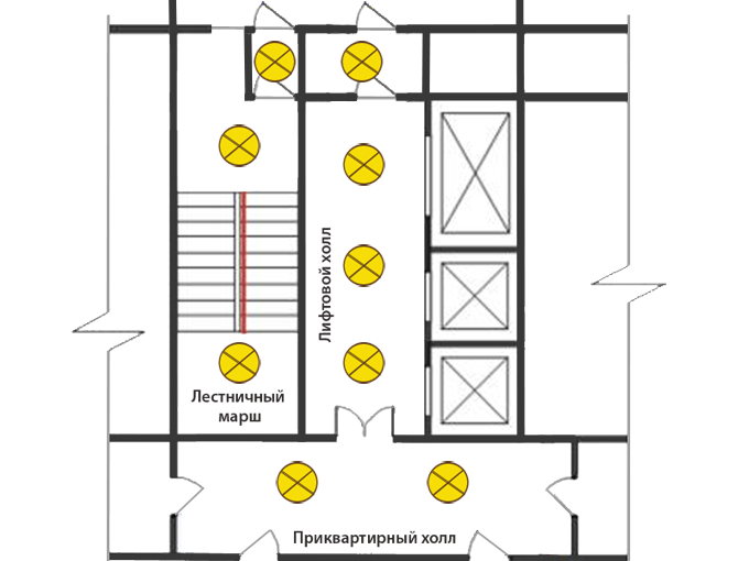 Схема led освещения этажа