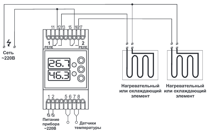 Схема подключения масляного обогревателя с терморегулятором и двумя тенами